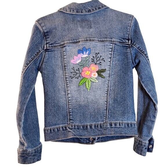 CUSTOM Hand Embroidered Denim Jacket with Beads, Child Size 6 - Picture 4 of 8